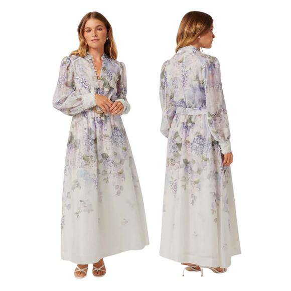 Ever New Peyton Floral Dress Trim Detail Maxi Belted Party Garden Regency Size 6 - Picture 1 of 12